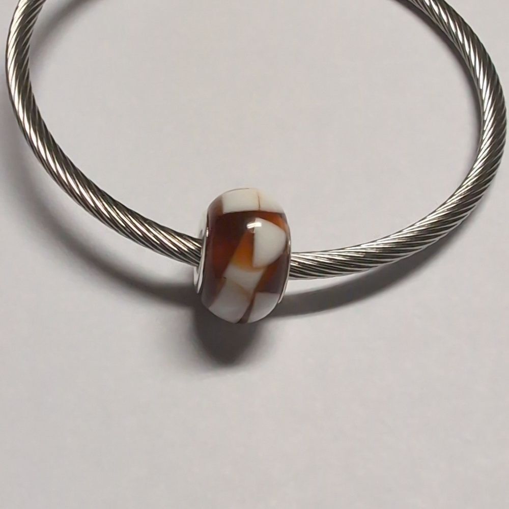 Brown‎ and White Charm for Pandora Style Bracelet